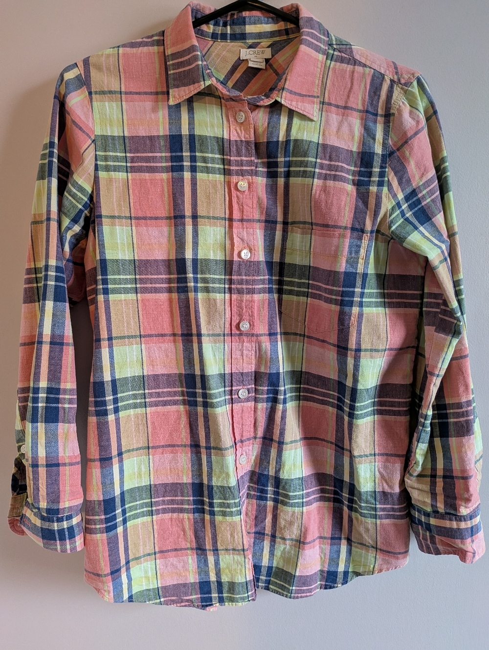 Plaid Button-Up Shirt - Pink Multi